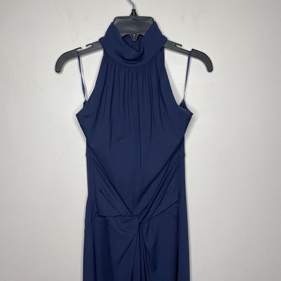 MICHAEL KORS COLLECTION Gown Womens 4 Navy Blue High Neck Sleeveless Dress Italy - Picture 2 of 9